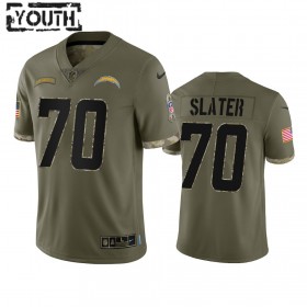 Maillot Los Angeles Chargers Rashawn Slater 70 Salute To Service Olive 2022 - Enfant